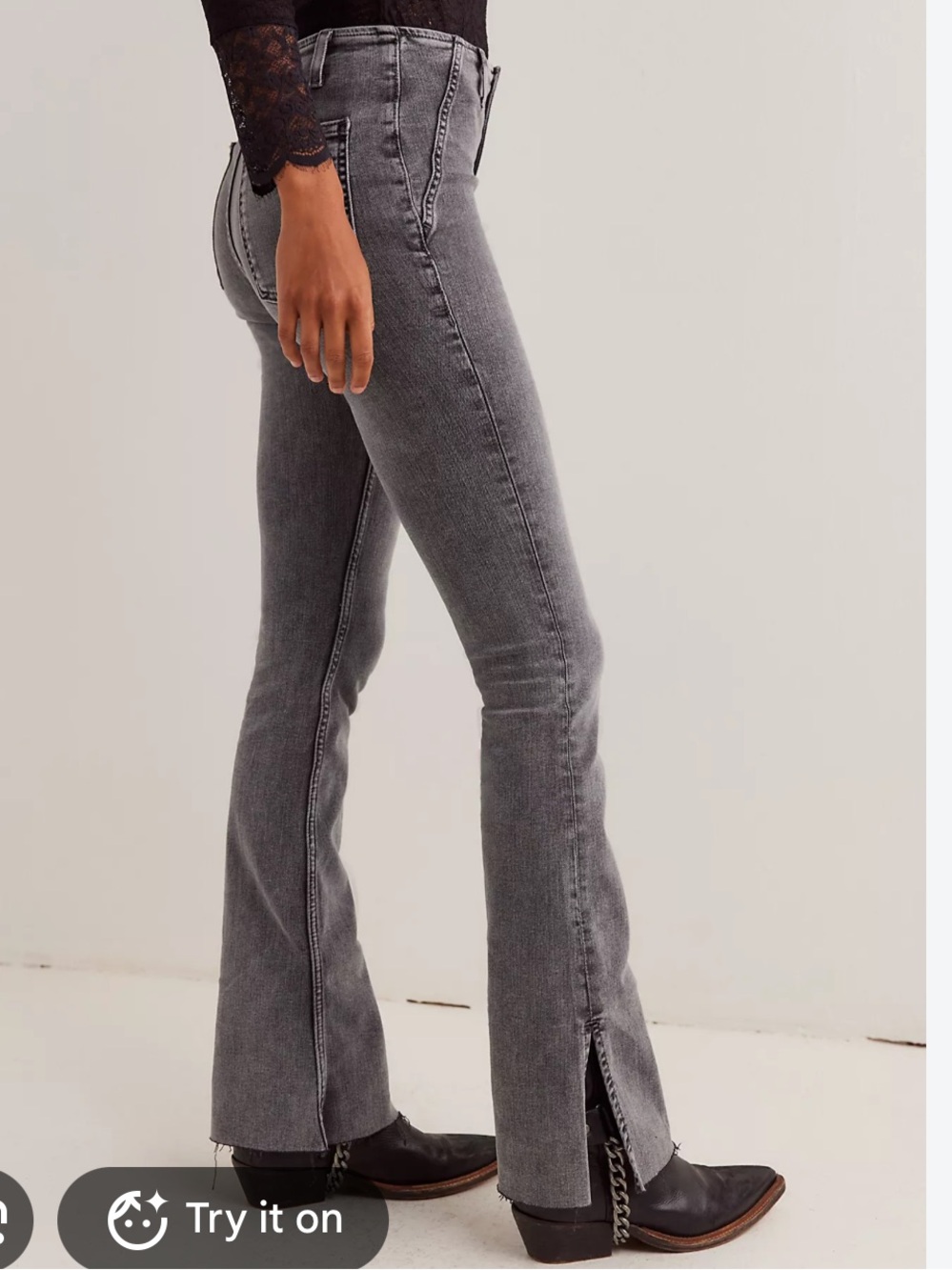 We The Free level up slit bootcut in gray